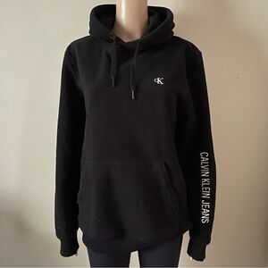 CK Calvin Klein Jeans Fleece Embroidered Black Hoodie, men’s small